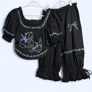 Lazy Oaf x Rhi Dancey Kitten Top & Bloomers Set size Xsmall NWT New